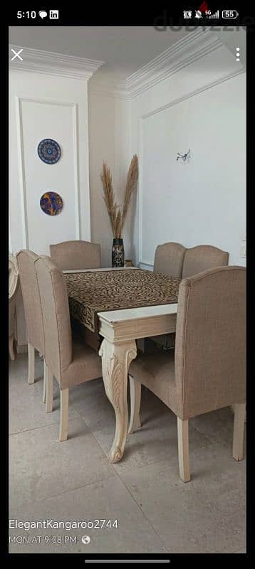 سفرة ٦ كراسي خشب زان عمولة مقاس ١٨٠*١٠٠
