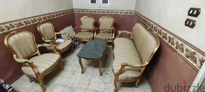 صالون مدهب فرنساوي زان احمر رخام الترابيه اخضر هندي
