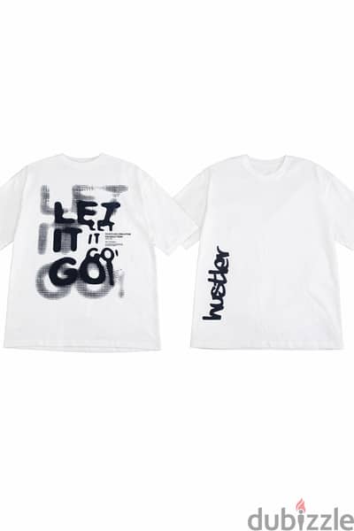 Hustlers oversized white t shirt تشيرت ابيض اوفرسايز
