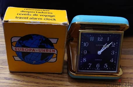 vintage Europa 2 Jewels travel alarm clock from Germany 1950s