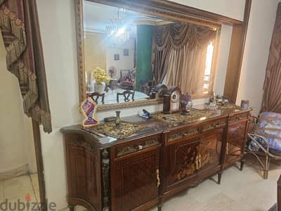 سفره استيل مطعمه بالنحاس مع ٨ كراسي - وبوفيه  - مطعم بالنحاس