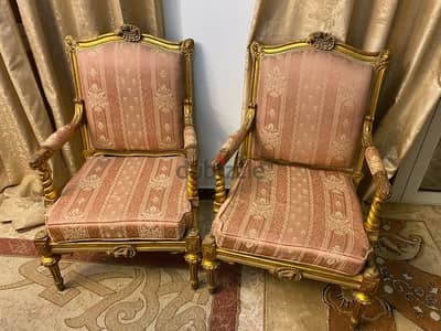 طقم انتريه مدهب خشب زان one sofa and 4 chairs antique