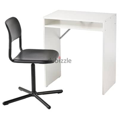 (سعر نهائي )كرسي دوار اسود ايكيا و مكتب ابيض ايكيا IKEA