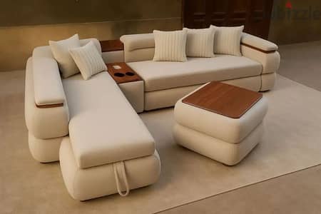 ركنه حرف L بتفتح سرير و سحاره خشب زان من المصنعliving room for sale