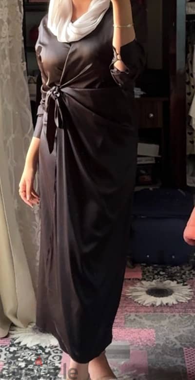 satan black wrap dress