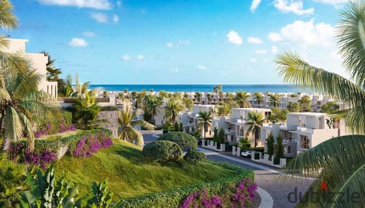 شالية كامل التشطيب صف اول علي البحر في مارباي راس الحكمة  دقايق من مطار العالمين ومثلث راس الحكمة