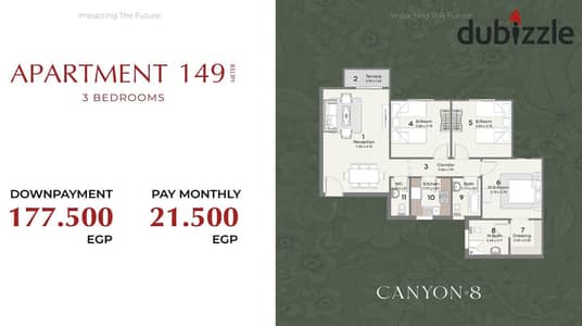 3-bedroom apartment for sale in the capital, Cairo, next to the Egyptian Parliament building, with a monthly installment of only 22,000 EGP. This is a