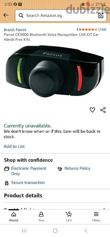Parrot  Bluetooth system. 2