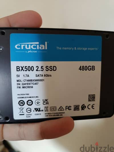 هارد Crucial BX500 SSD مساحة 480GB - حالة كسر زيرو