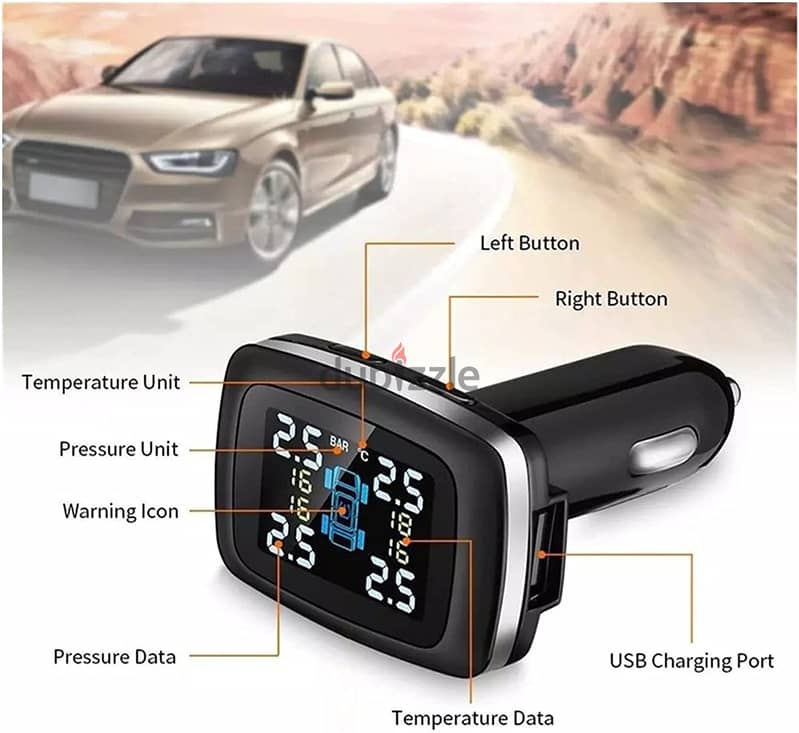 TPMS Tyres Sensors internal hidden with screen and  USB 1