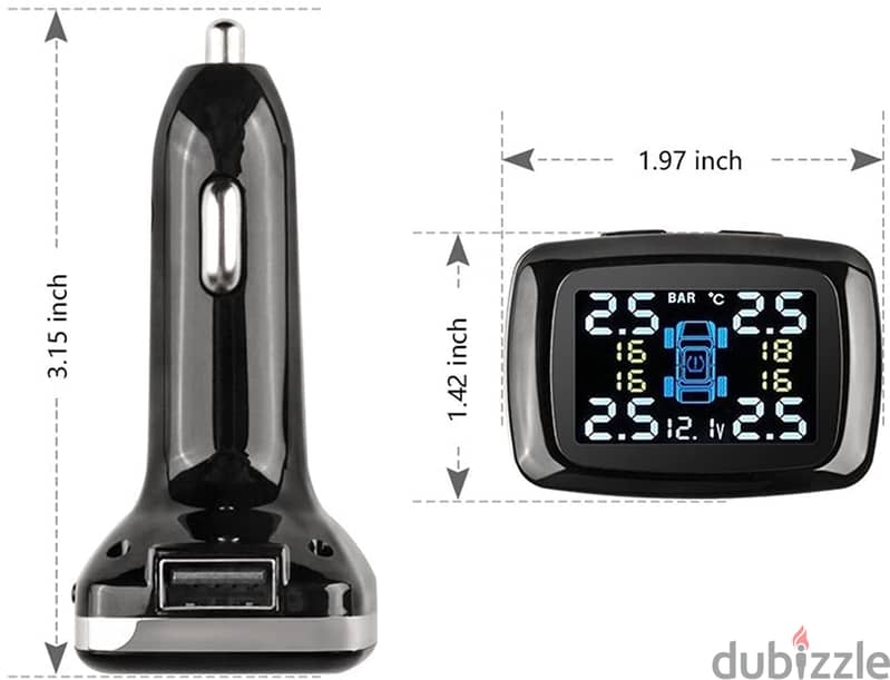 TPMS Tyres Sensors internal hidden with screen and  USB 2