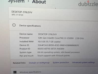 Dell XPS 17 9720 (إصدار 2022) - مساحة 2.5TB SSD - شاشة 4K Touch