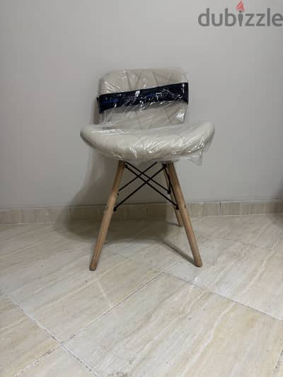Riga Beige Leather Wood Chair