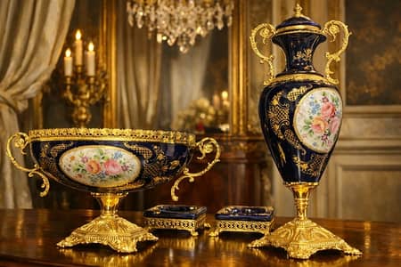 طقم أنتيك إيطالي ملكي – مطلي ذهب – Hand Painted