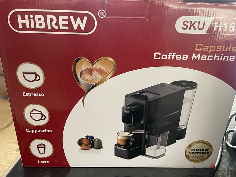 ماكينة إسبريسو وكابتشينو هايبرو HiBREW H15 بحالة الممتازة والسعر لقطه