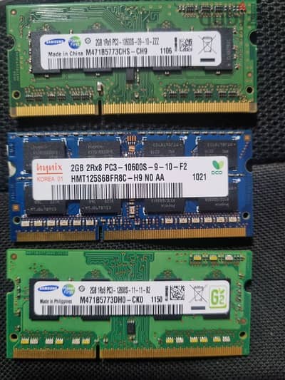 3x 2gbyte ddr3 ram for laptop