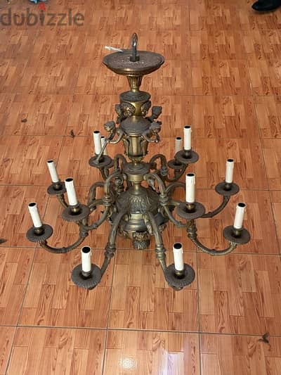 نجفة نحاس ١٢ طرف Vintage Solid Brass Chandelier