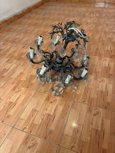 نجفة نحاس و كريستال ٨ طرف Vintage Solid Brass Chandelier