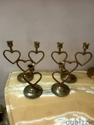 4 شمعدان نحاس انتيك