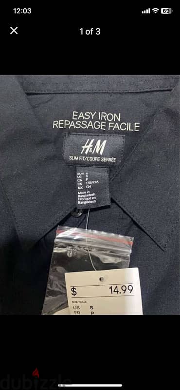H&M Slim Fit Easy Iron Shirt 100% Original