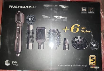 سشوار جديد بضمان ٥ سنوات من الوكيل RushBrush + 6 Air Styler
