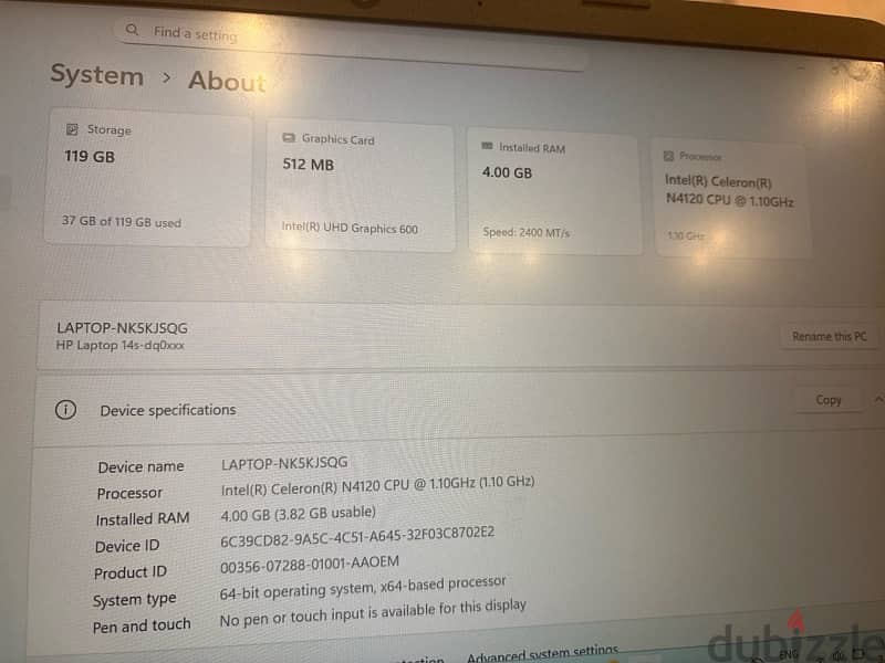 laptop HP 14s‑dq0010nx 3