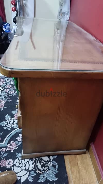 مكتب خشب زان مع قرص زجاج