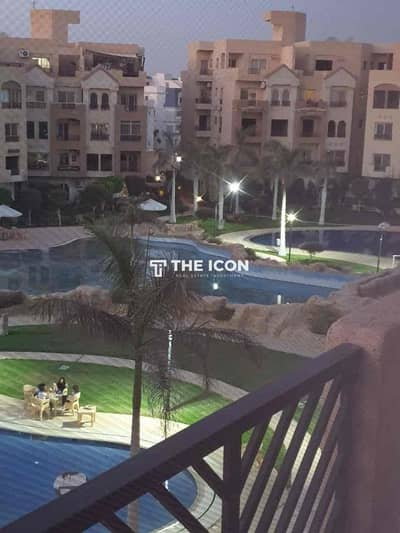 Apartment fully furnished overlooking swimming pools and lake for rent at High land park new Cairo