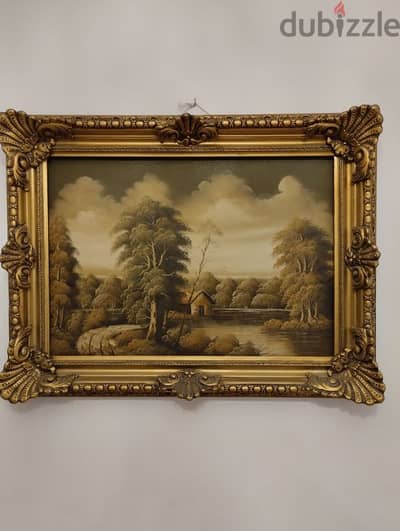 لوحه منظر طبيعي رسم زيت على توال ٢ كادر مع ثمانية أركان أبعاد ٨٨ * ٦٨