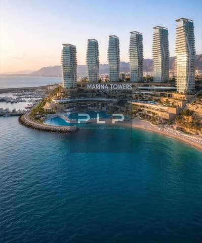 New chalet for sale in the Red Sea Towers at Monte Galala, with hotel style finishing and a full sea view Lowest down payment and longest payment per