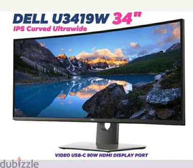 Dell 34" U3419W IPS Ultrawide Curved 3440x1440 60hz USB-C 90w Monitor