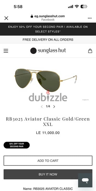 new original Ray-Ban sunglasses size 62