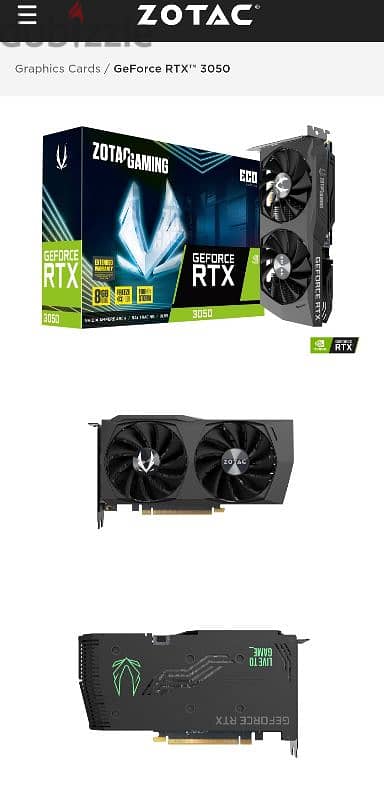 zotac gaming rtx 3050 eco 8gb gddr6 pcie 4