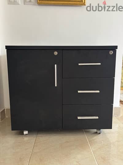 Modern Black Storage Cabinet – Excellent Condition