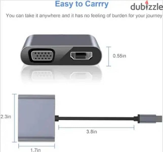 Type C to HDMI-VGA-USB Support 4k 1