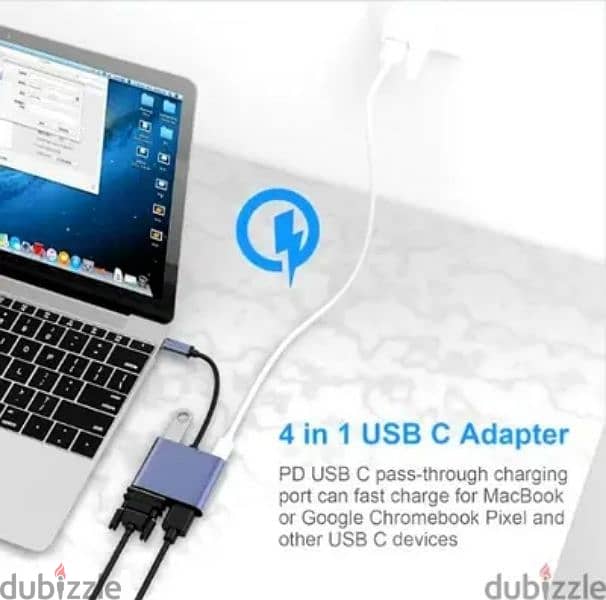 Type C to HDMI-VGA-USB Support 4k 2