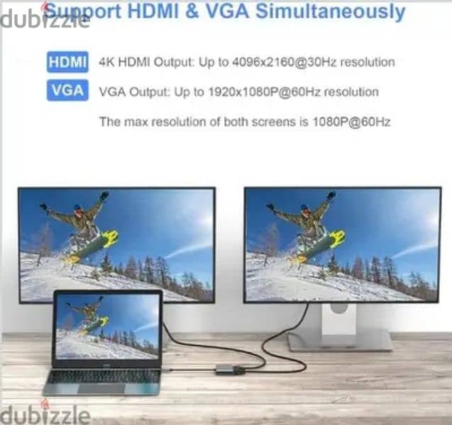 Type C to HDMI-VGA-USB Support 4k 4
