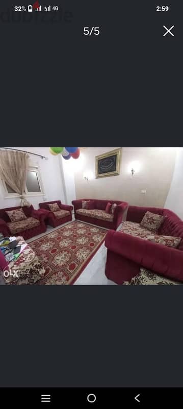 انتريه عموله خشب زان وقطيفه مستوردة كبتونيه ٢ كنبه و٢ كرسي بالمخدات