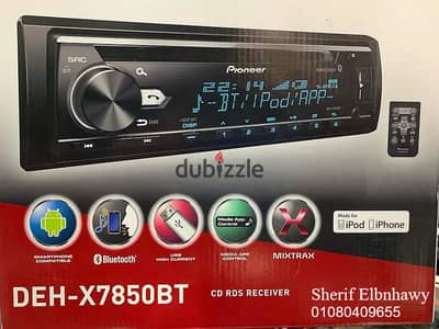 كاسيت بايونير pioneer DEH-X7850BT بجميع متعلقاته استخدام بسيط جداً