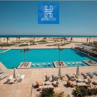 For the lowest price in Ras El Hekma, a fully finished chalet with a stunning sea and lagoon view is for sale in Seashore Hyde Park.