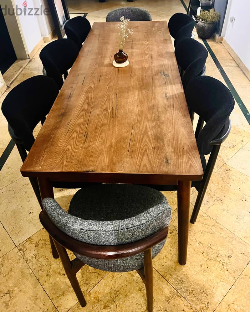 Unique Beech Wood 230cm Dinning Table  (Like New). 2