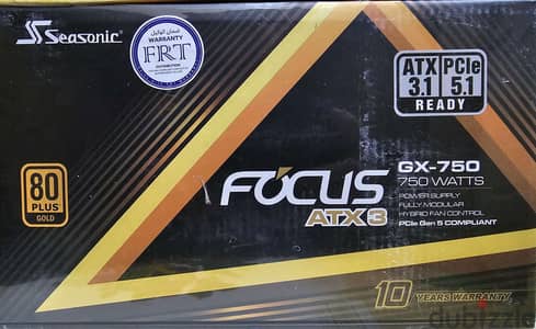 Seasonic FOCUS GX-750W ATX 3.1 80+ Gold – PCIe 5.1, Fully Modular