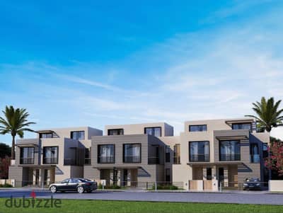 Twin house villa with a large roof area in Garden Lakes Compound, 6th of October, next to New Giza