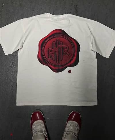 White Tshirt with red print