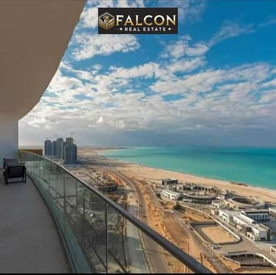 استلم فوري شقه 90 مترمتشطبه بالكامل و جاهزه للمعيشه  في ابراج العلمين الشاطئيه الجديده بفيو 360° للبحر و اللاجون