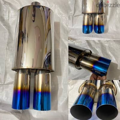 AUTO MT Stainless HKS Dual ROUND TIP Exhaust Muffler Silencer Burnt