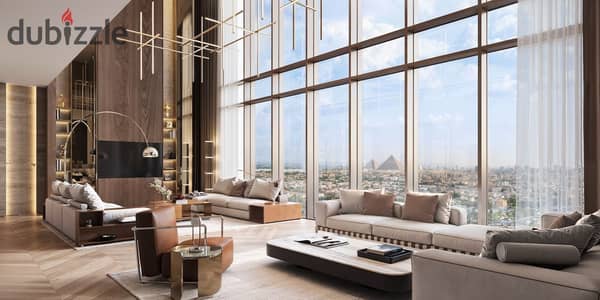 Hotel style apartment fully finished with Acs in Arkan Palm 205 Towers Palm Sheikh Zayed with Crowne Plaza hotel services down payment of 800,000 EGP