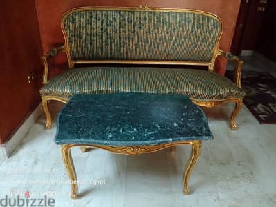 كنبة مدهب + ترابيزة مدهب برخامة