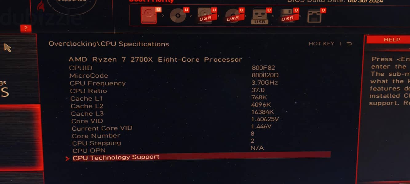CPU Ryzen 7 2700X 8 cores 9