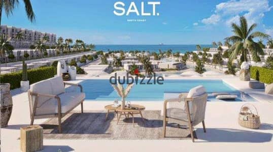 شاليه علي فيو البحر متشطب بالكامل للبيع بموقع مميز داخل سولت راس الحكمه الساحل الشمالي